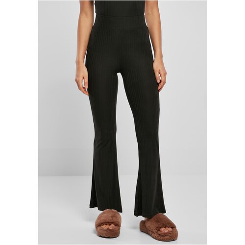 Urban Classics Women's high-waisted leggings with flared ribbing black Slike