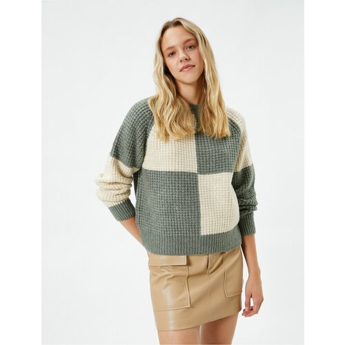 Koton Knitwear Sweater Color Block Round Neck Long Sleeve Cene