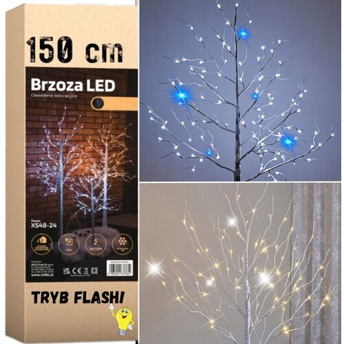 Zolta bliskavica božične drevese birch led božični okras 150 cm 120 led toplih, (5000092404) Cene