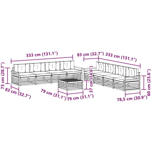  Set vanjskih sofa 9 kom. Bijela i antracit Poliester Slike