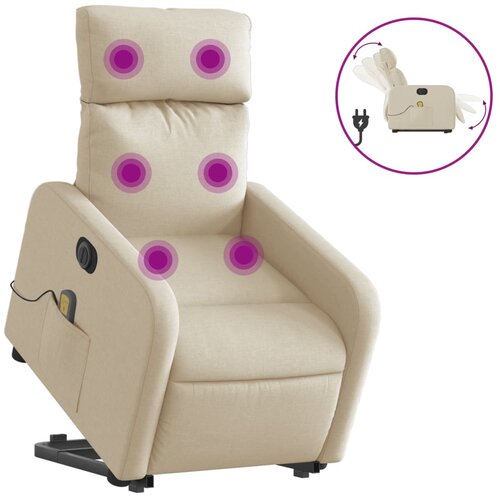 Maison Chic Električni masažni naslanjač - Relax naslanjač s funkcijo vstajanja krem, (22042545) Cene