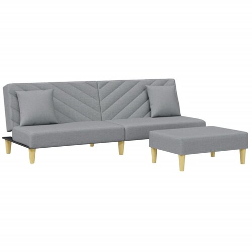 Maison Chic kavč - Sofa - Kanape dvosed z blazinami in stolčkom za noge svetlo sivo blago, (21727663) Cene
