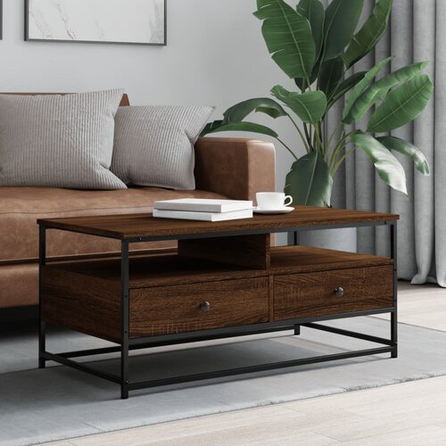 VidaXL Klubska mizica rjav hrast 100x51x45 cm inženirski les Slike