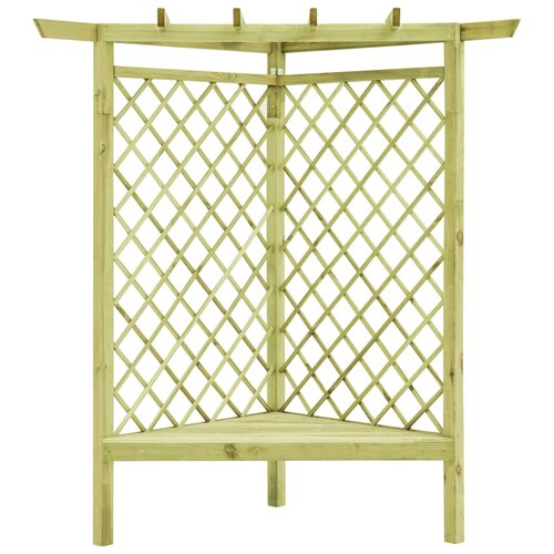  Kutna pergola s klupom 130 x 130 x 197 cm impregnirana borovina Slike