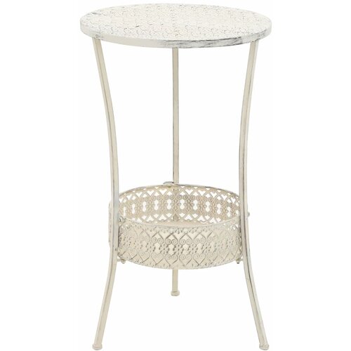 VidaXL Bistro miza starinskega stila polokrogla kovinska 40x70 cm bela Slike