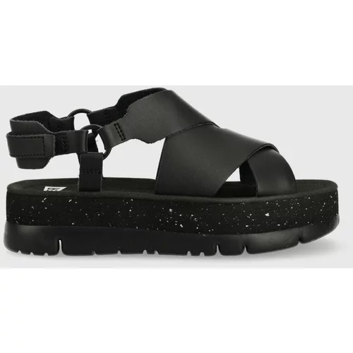 Camper Usnjeni sandali Oruga Up ženski, črna barva, K201399.001