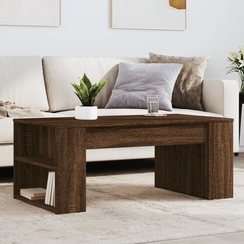 VidaXL Klubska mizica rjavi hrast 102x55x42 cm inženirski les Slike