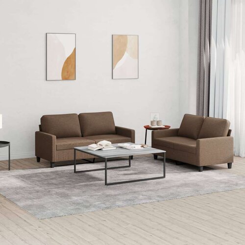  2-dijelni set sofa s jastucima smeđi od tkanine Cene
