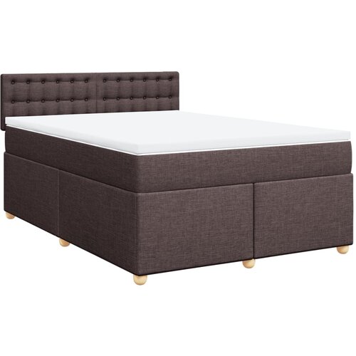 VidaXL Box spring postelja z vzmetnico temno rjava 140x200 cm blago, (21310970) Slike