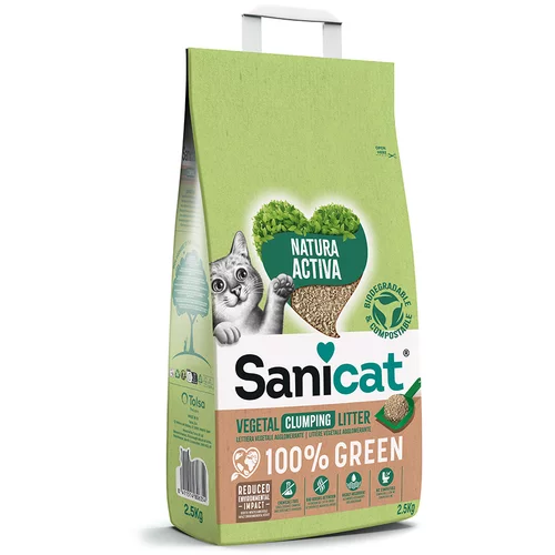 Sanicat Natura Activa 100 % Green mačji pesek - Varčno pakiranje: 2 x 2,5 kg