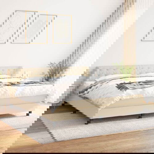 The Living Store Box spring postelja z vzmetnico krem 160x200 cm blago - Box Spring Postelja, (21503903) Slike