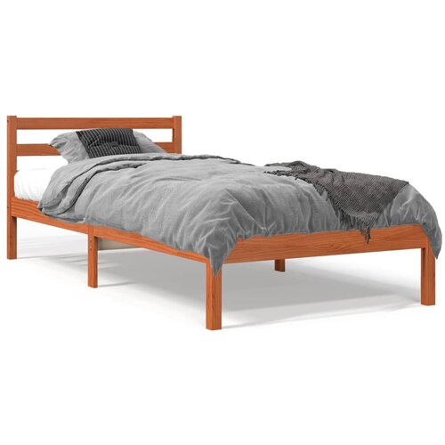 VidaXL Posteljni okvir vo&amp;scaron;čeno rjav 100x200 cm trdna borovina Slike