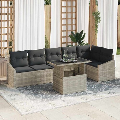  Sjedeća garnitura za vrt 7 kom. poliratan 288.5 x 123.5 x 85 cm Slike