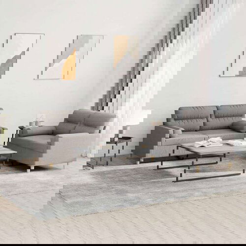  2-dijelni set sofa s jastucima smeđesivi od tkanine Slike