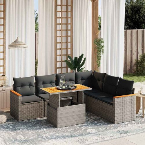  7-dijelni set vrtnih sofa sivi od poliratana Slike