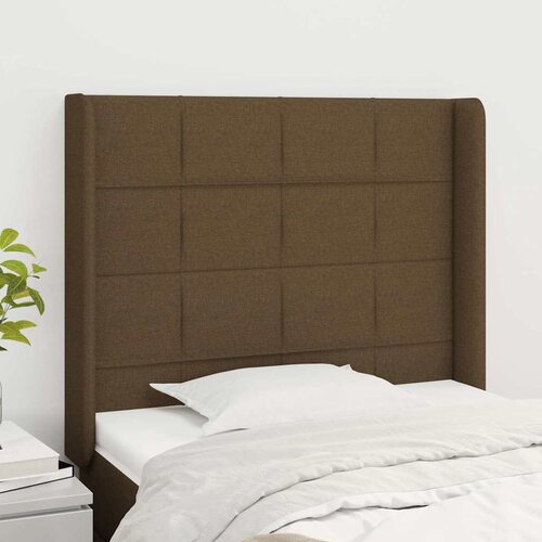  Uzglavlje s u&scaron;ima tamnosmeđe 83x16x118/128 cm od tkanine Cijene