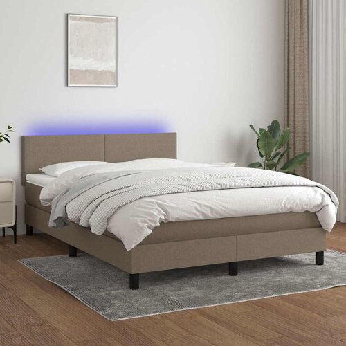  box spring s madracem LED smeđesivi 140x190 cm tkanina Cijene