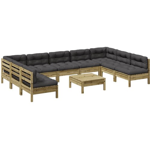  10-dijelni set vrtnih sofa s jastucima od impregnirane borovine Slike
