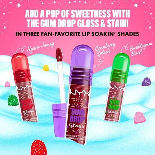 NYX Professional Makeup Gingerbaddie Land Gum Drop sijaj za ustnice odtenek 02 Bubblegum Burst 1 kos Slike