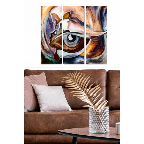 Wallity MDF1253633137 multicolor decorative mdf painting (3 pieces) Cene