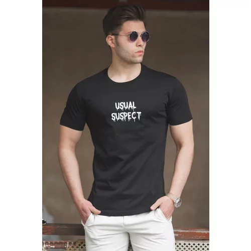 Madmext Black Men's Printed T-Shirt 5275