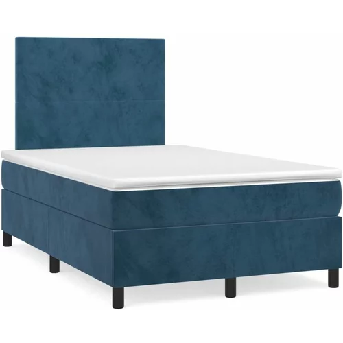  Box spring postelja z vzmetnico LED tem. modra 120x190 cm žamet