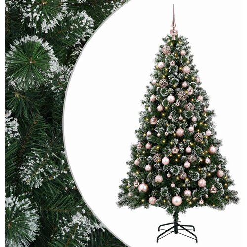  Umjetno božićno drvce s kuglicama 210 cm 300 LED lampica - 210 cm s LED-ima i ružičastim lopticama Slike