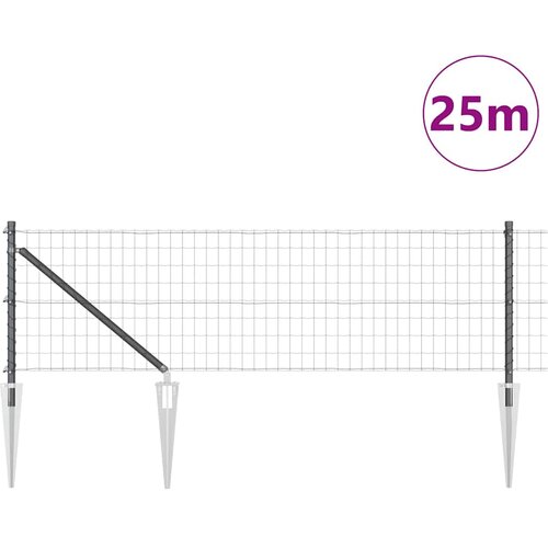 Euro ograda s &amp;scaron;picama 25 x 0,8 m Čelik premazan PVC-om Siva Slike