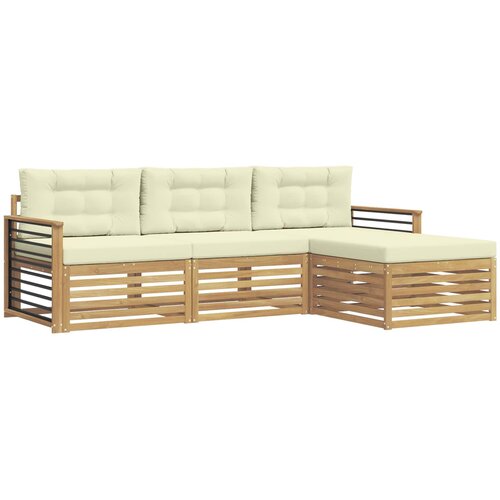 vidaXL Zunanja garnitura za sedenje 4 pcs Bela in krem Poliester, (5000280348) Cene