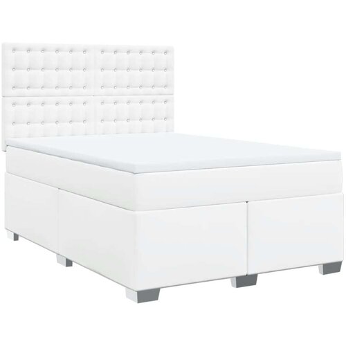VidaXL Krevet s oprugama i madracem bijeli 140x190 cm od umjetne kože Slike