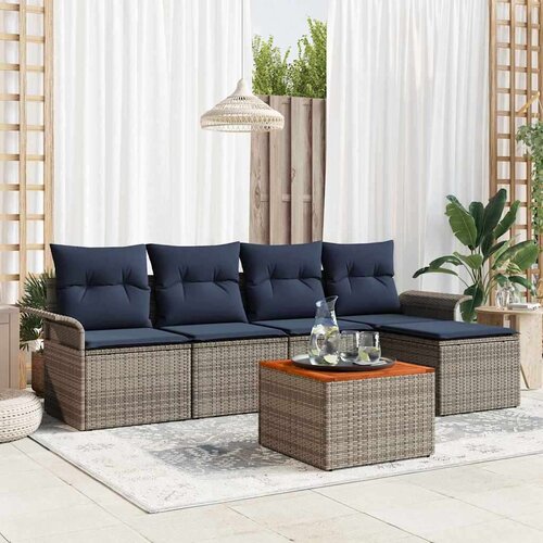  Vrtna sedežna garnitura 6 pcs Siva Poly ratan, (5000063286) Cene