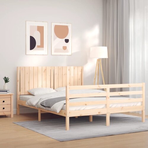 vidaXL Okvir kreveta s uzglavljem 160 x 200 cm od masivnog drva Cijene