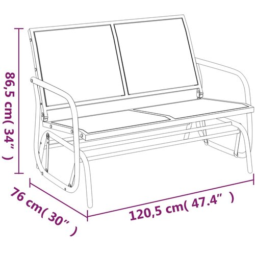 vidaXL Vrtna drsna klop črna 120,5x76x86,5 cm tekstilen in jeklo Cene
