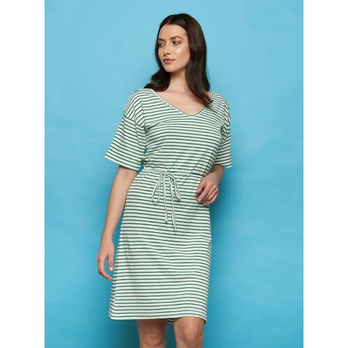 Tranquillo Green-White Striped Dress - Women Slike