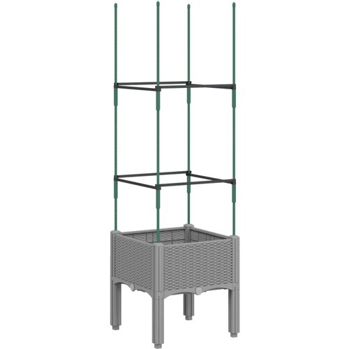 Maison Chic Cvetlično korito - Cvetlični Lonec z oporno mrežo svetlo sivo 40x40x142,5 cm PP, (21790644) Slike