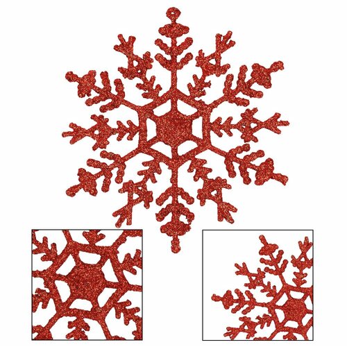 Springos set božićnih ukrasa &amp;ldquo;Snježne pahulje&amp;rdquo;, 12 cm, 3 kom, crvene Slike
