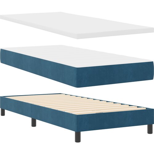 vidaXL Box Spring postelja z blazino temno modra 90x200 cm, žamet Cene