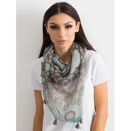 Fashion Hunters Gray scarf with an ethnic pattern