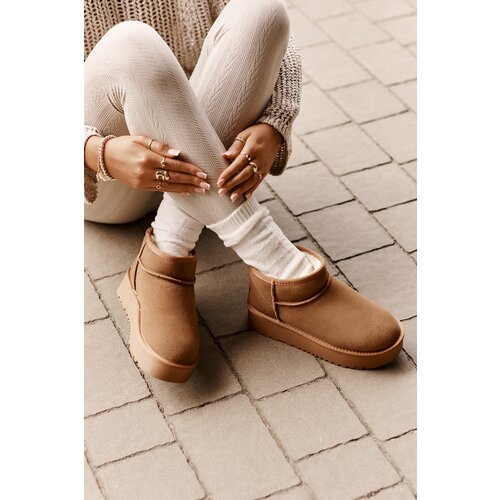 Kesi Leather suede snow boots on the Camel Nereviana platform Slike