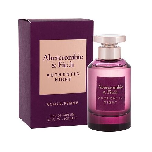 Abercrombie &amp;amp; Fitch Authentic Night parfumska voda 100 ml po&amp;scaron;kodovana &amp;scaron;katla za ženske Slike