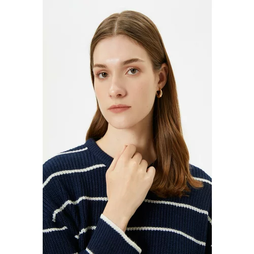 Koton Women's Navy Blue Striped Sweater