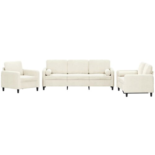  3-dijelni set sofa s jastucima krem bar&amp;scaron;unasti Slike