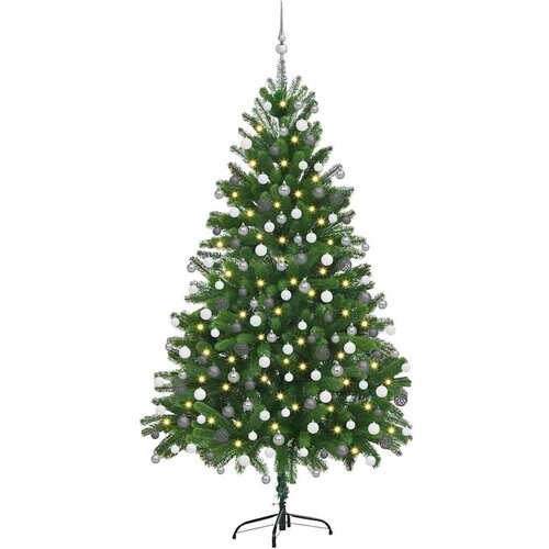 VidaXL Umjetno božićno drvce S LED lampica Zelena 180 cm PE Slike