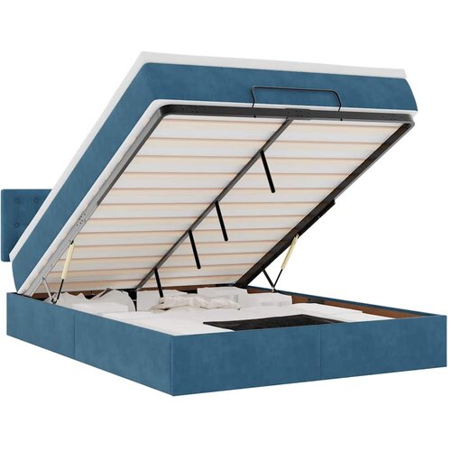 Maison Chic Otomanska Posteljni okvir - Dvoposteljna postelja - Zakonska postelja z vzmetnico temno modra 140x190cm žamet-J399, (21771809) Cene