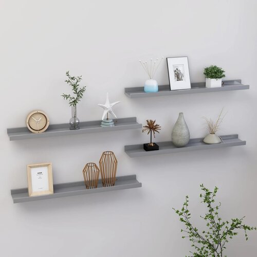 VidaXL Stenske police 4 kosi sive 60x9x3 cm Slike