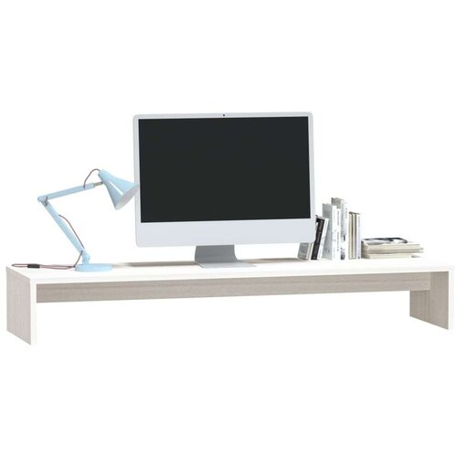 VidaXL Stojalo za zaslon belo 100x27x15 cm trdna borovina Slike