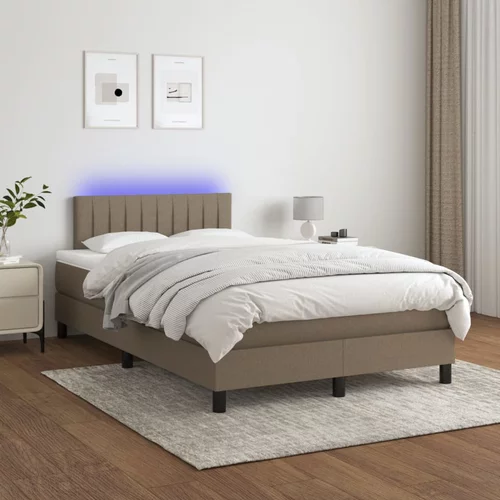  Krevet box spring s madracem LED smeđesivi 120 x 200 cm tkanina