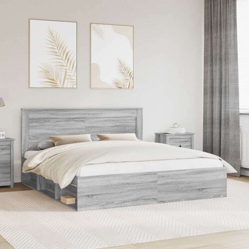  Konstrukcija postelje z vzglavjem Siva Sonoma 200 x 200 cm, (5000103887) Cene