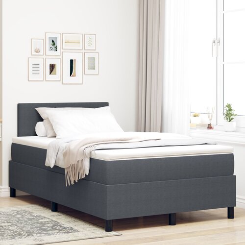 VidaXL Postelja z Box Springom in Vzmetnico &amp;amp; LED Temno Siva 120x200 cm Žametna Tkanina Slike