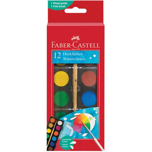 Boja vodena fi 24mm 12 plus kist faber castell 125011 blister Cene